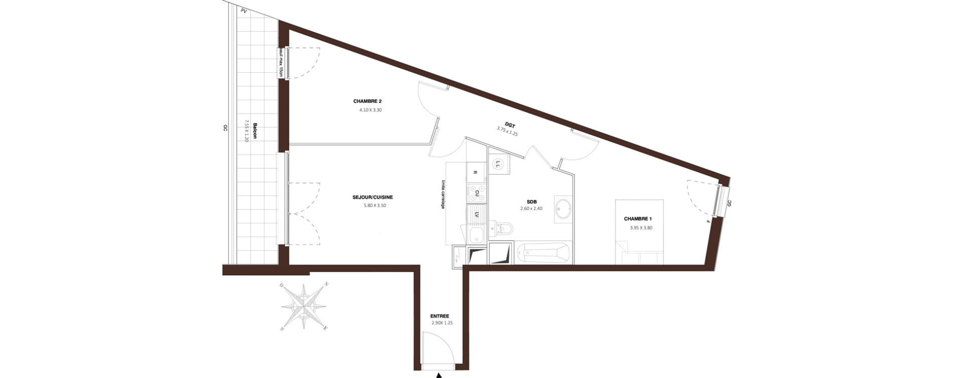 Appartement T3 de 59,97 m2 &agrave; Bezons Vaillant - couturier