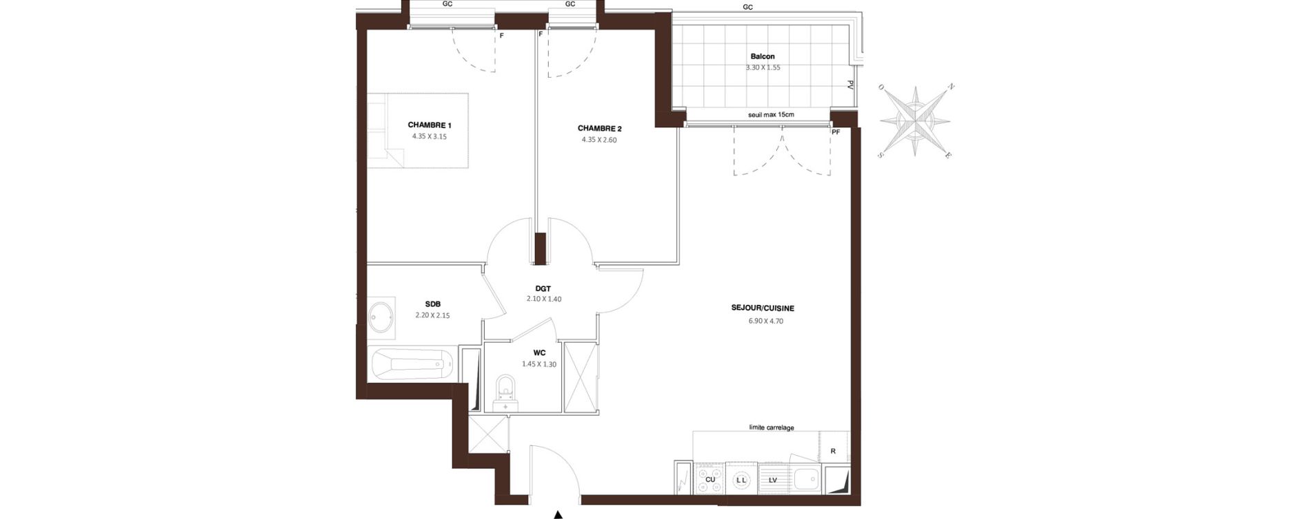 Appartement T3 de 65,66 m2 &agrave; Bezons Vaillant - couturier