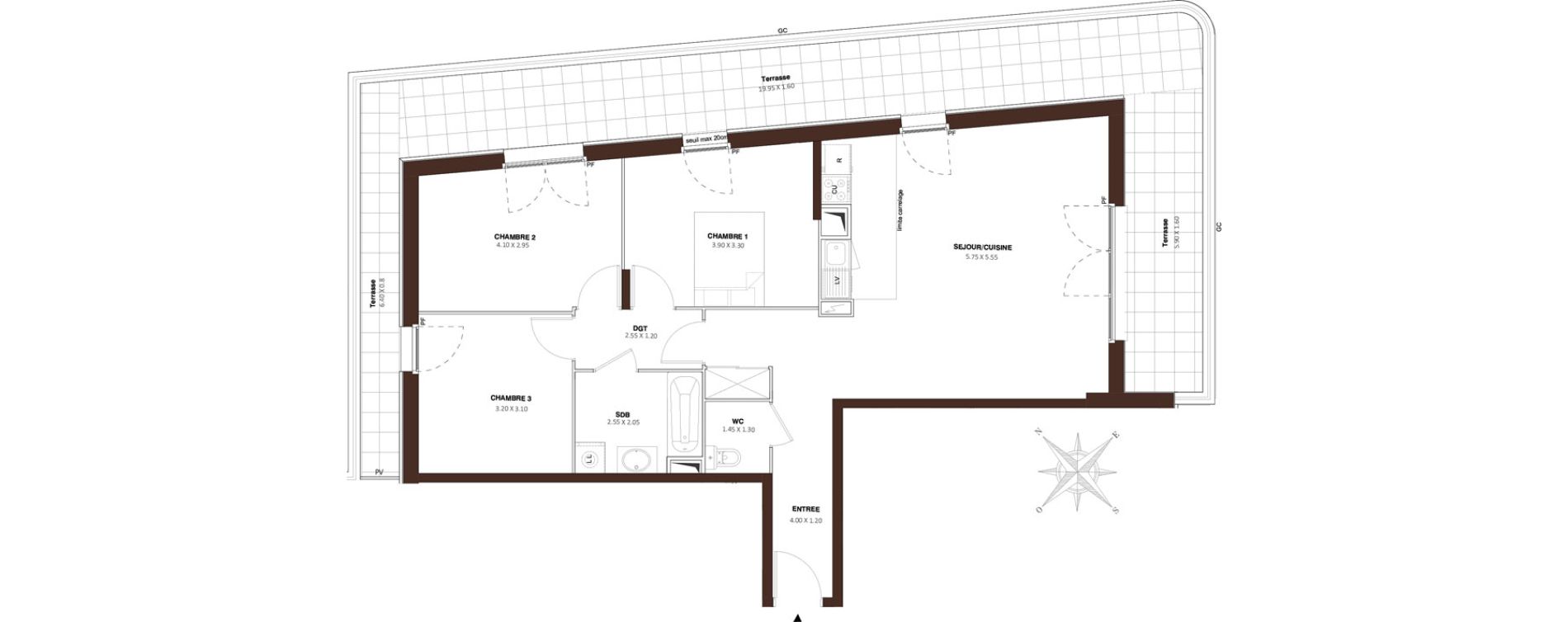 Appartement T4 de 83,14 m2 &agrave; Bezons Vaillant - couturier