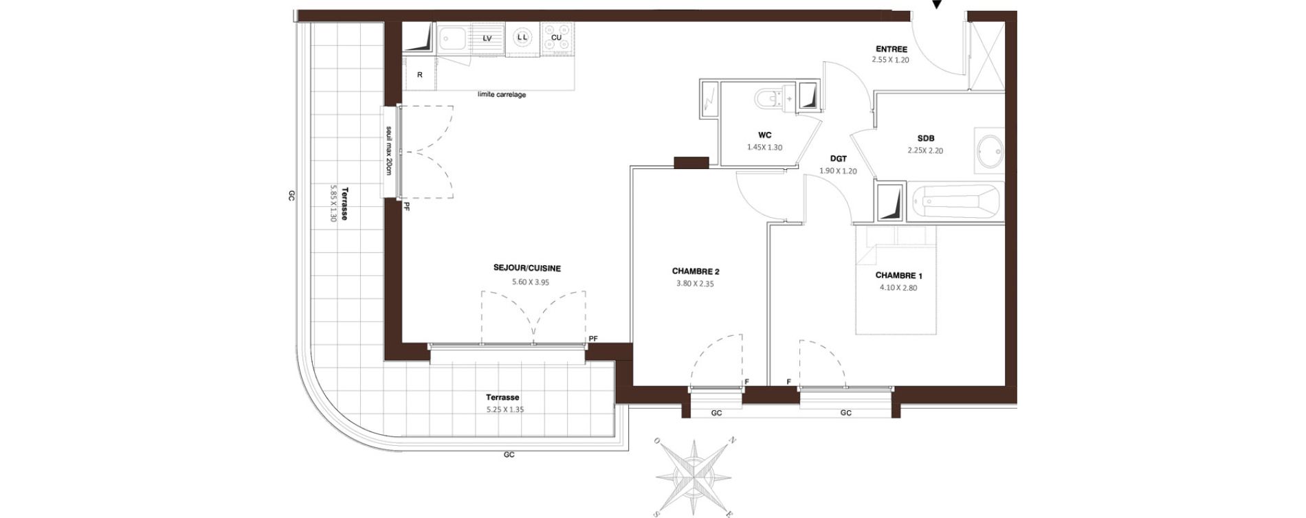 Appartement T3 de 61,07 m2 &agrave; Bezons Vaillant - couturier