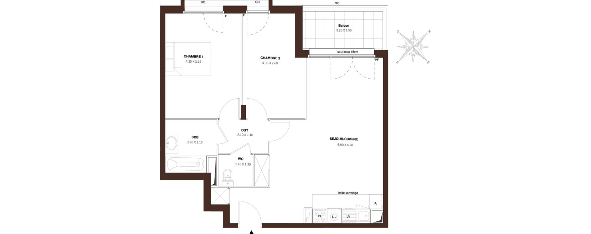 Appartement T3 de 65,54 m2 &agrave; Bezons Vaillant - couturier