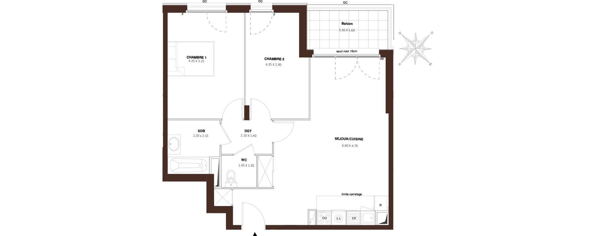 Appartement T3 de 65,39 m2 &agrave; Bezons Vaillant - couturier