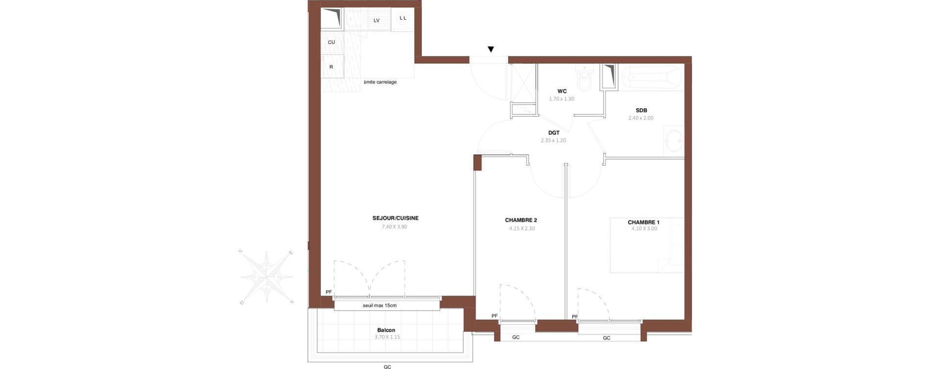 Appartement T3 de 59,94 m2 &agrave; Bezons Vaillant - couturier