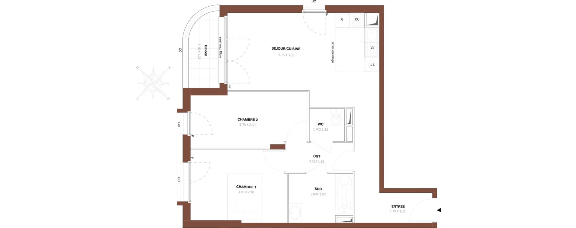 Appartement T3 de 60,88 m2 &agrave; Bezons Vaillant - couturier