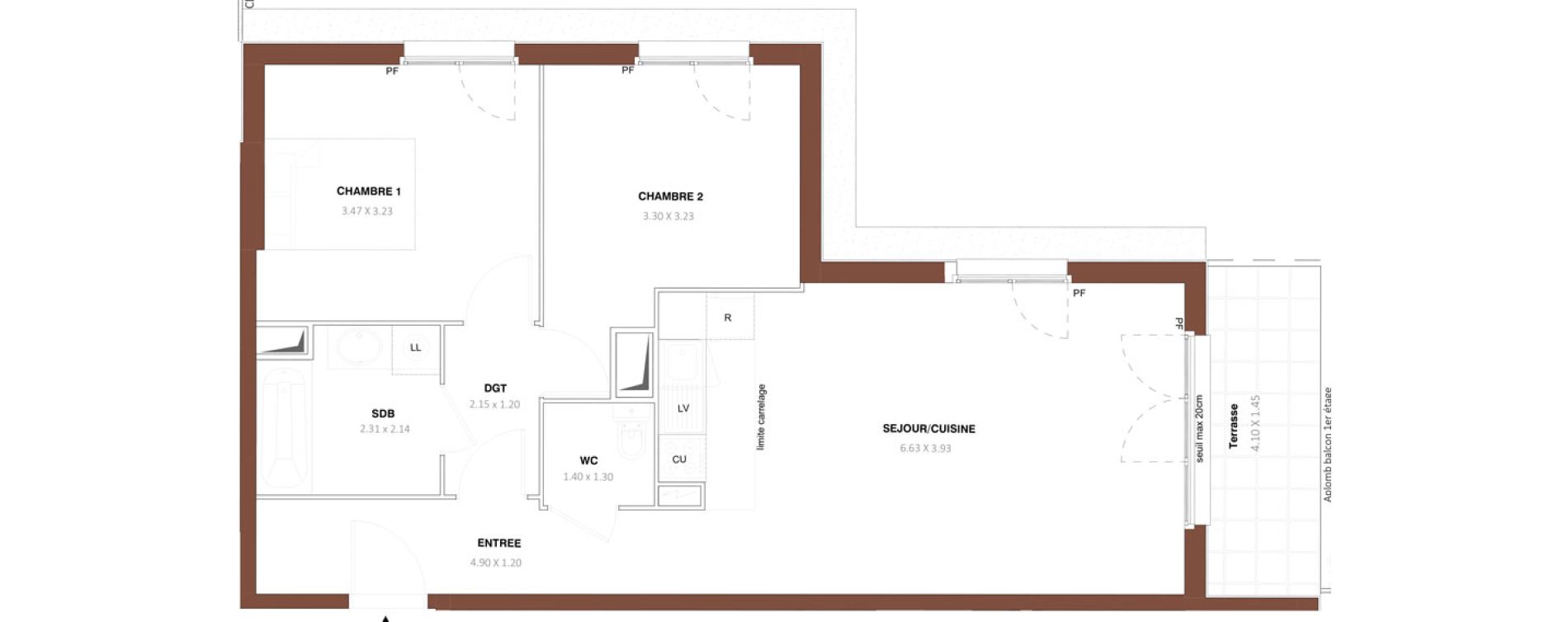 Appartement T3 de 62,47 m2 &agrave; Bezons Vaillant - couturier