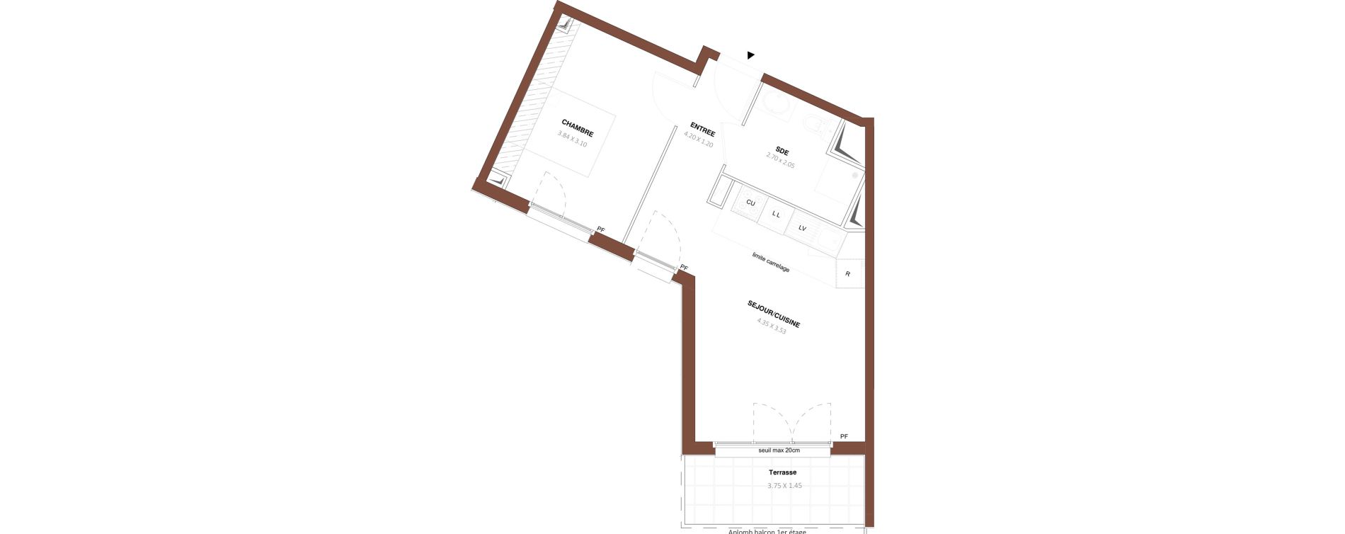 Appartement T2 de 38,87 m2 &agrave; Bezons Vaillant - couturier