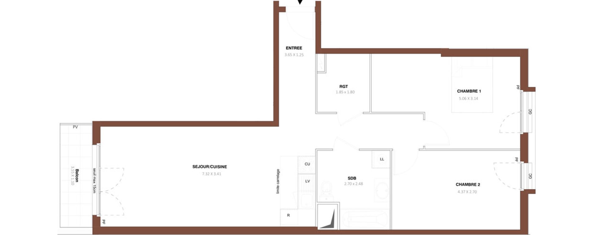 Appartement T3 de 69,34 m2 &agrave; Bezons Vaillant - couturier
