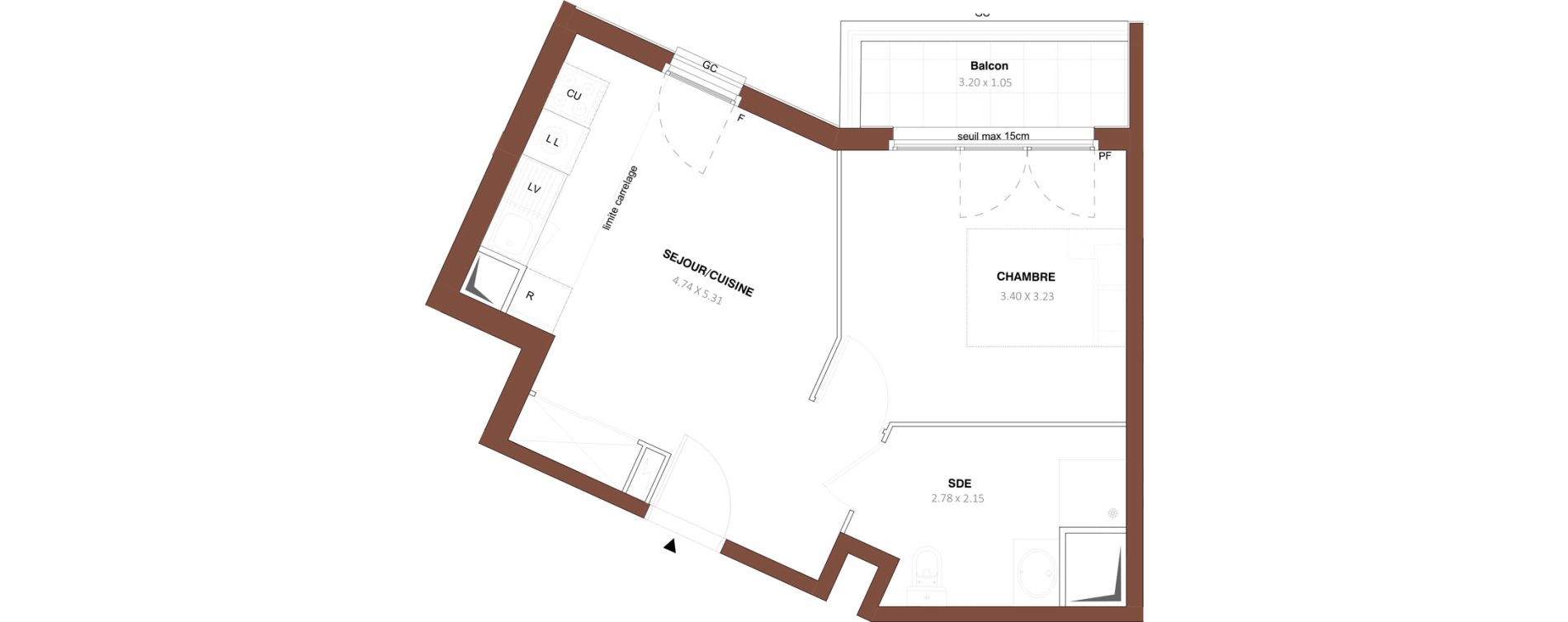 Appartement T2 de 36,00 m2 &agrave; Bezons Vaillant - couturier