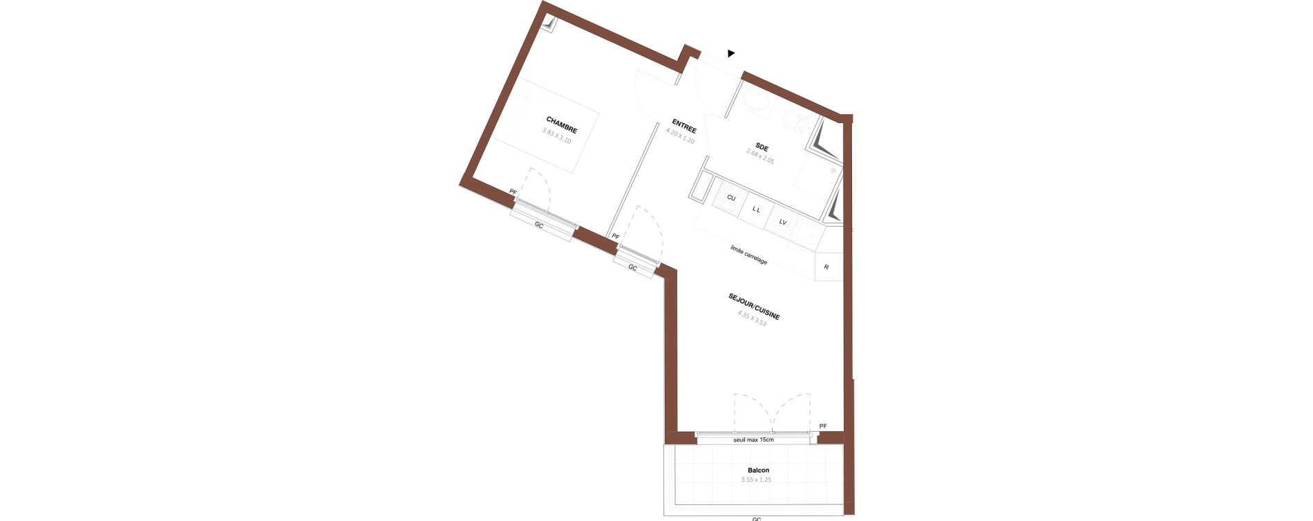 Appartement T2 de 39,01 m2 &agrave; Bezons Vaillant - couturier