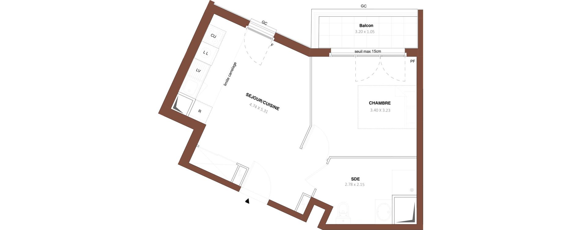 Appartement T2 de 36,00 m2 &agrave; Bezons Vaillant - couturier