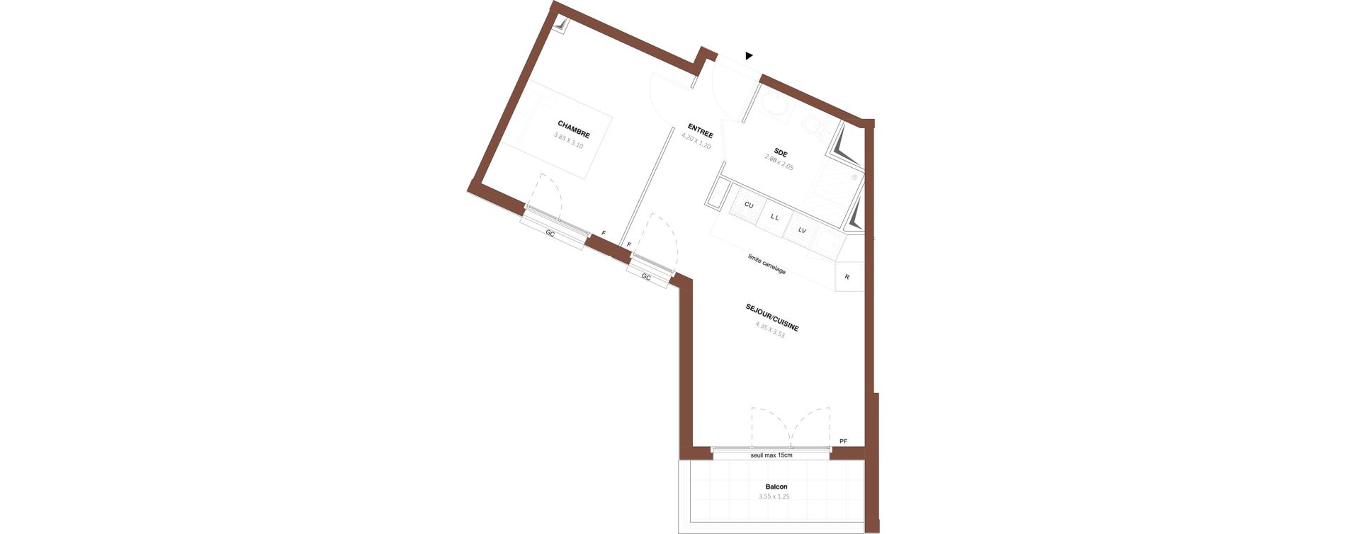 Appartement T2 de 39,01 m2 &agrave; Bezons Vaillant - couturier