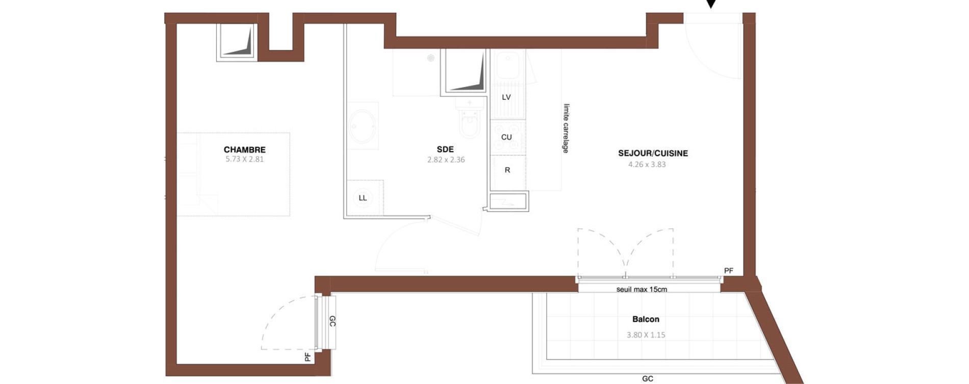 Appartement T2 de 39,70 m2 &agrave; Bezons Vaillant - couturier