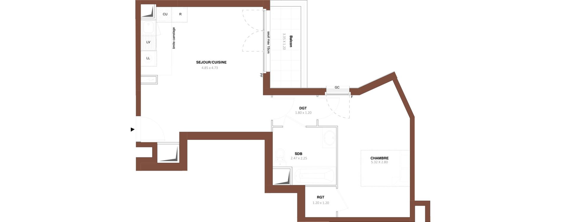 Appartement T2 de 46,23 m2 &agrave; Bezons Vaillant - couturier