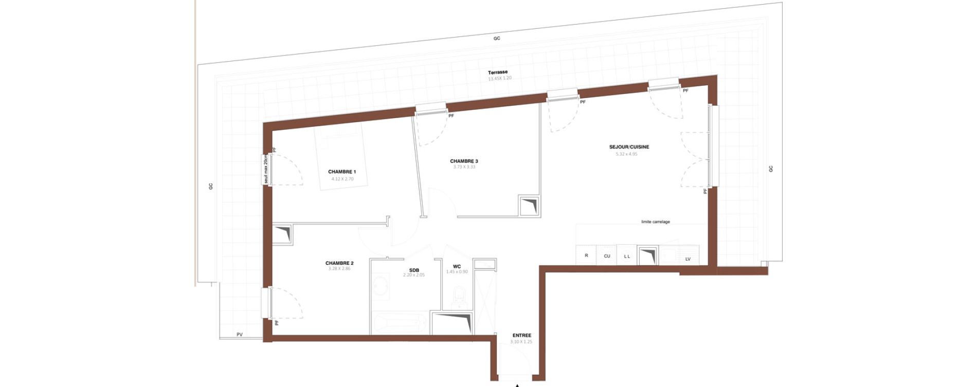 Appartement T4 de 73,97 m2 &agrave; Bezons Vaillant - couturier