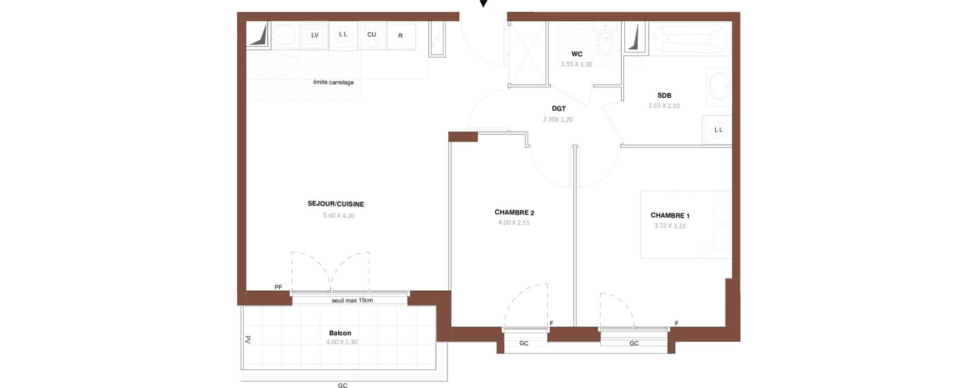 Appartement T3 de 58,61 m2 &agrave; Bezons Vaillant - couturier