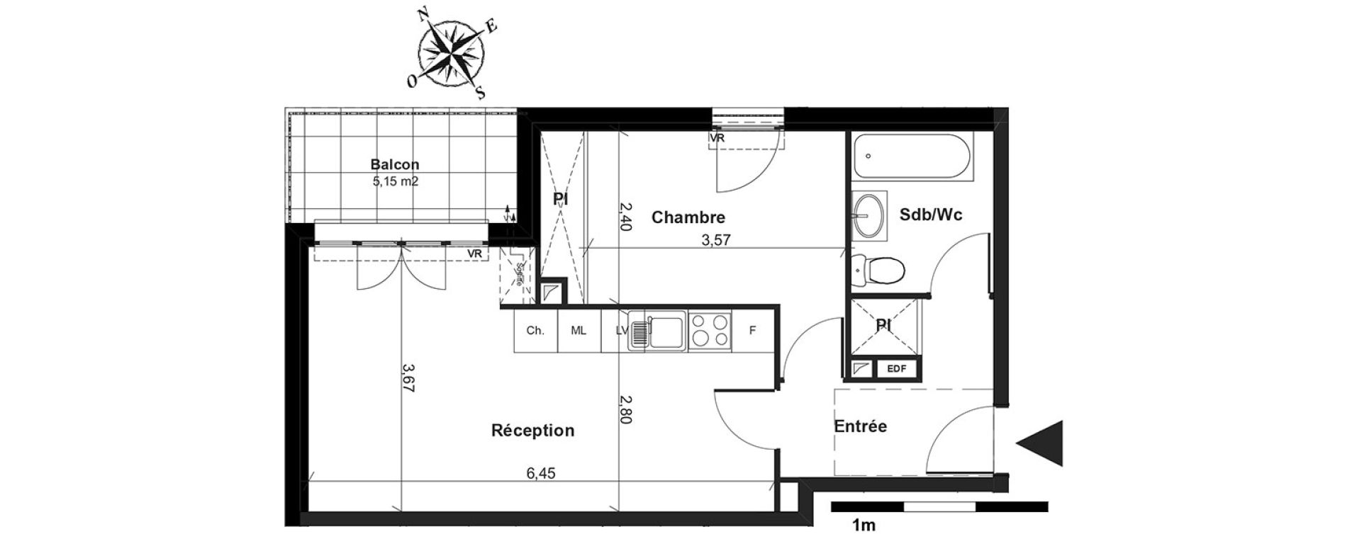 Appartement T2 de 41,91 m2 &agrave; Boissy-L'Aillerie Centre