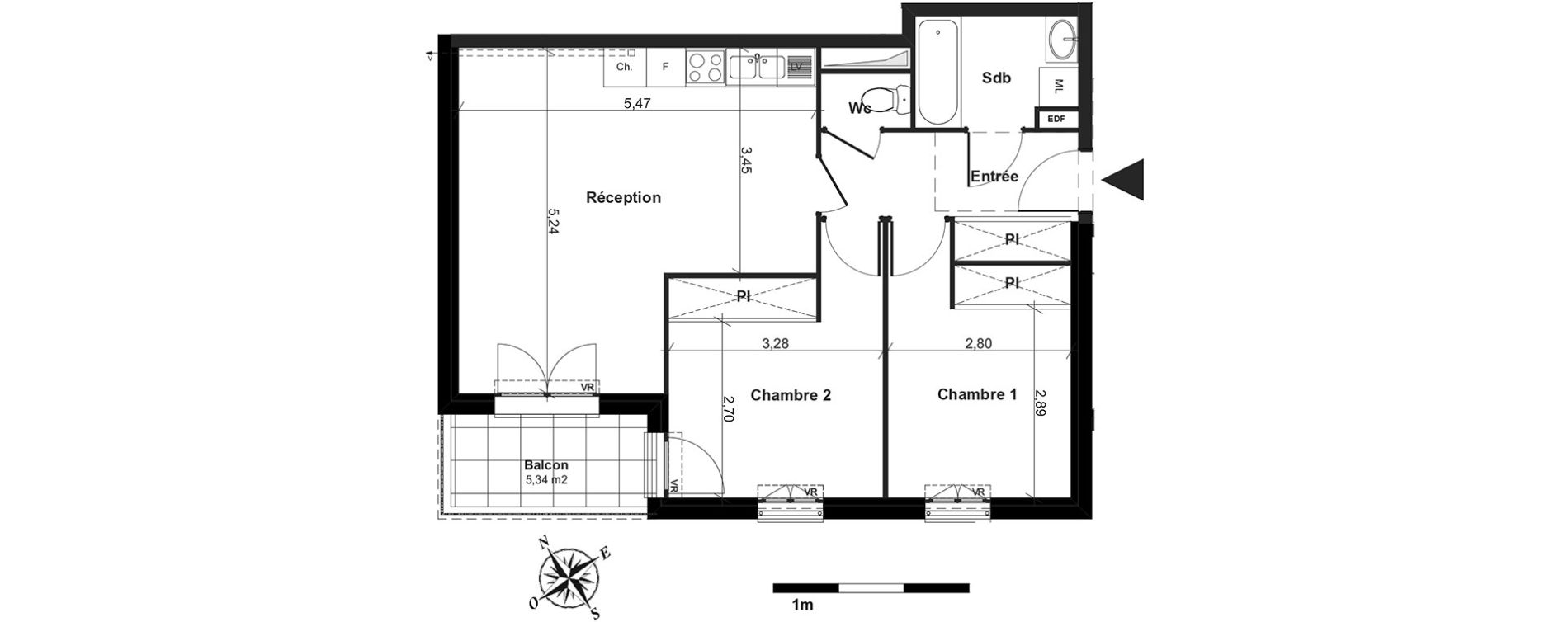 Appartement T3 de 58,58 m2 &agrave; Boissy-L'Aillerie Centre