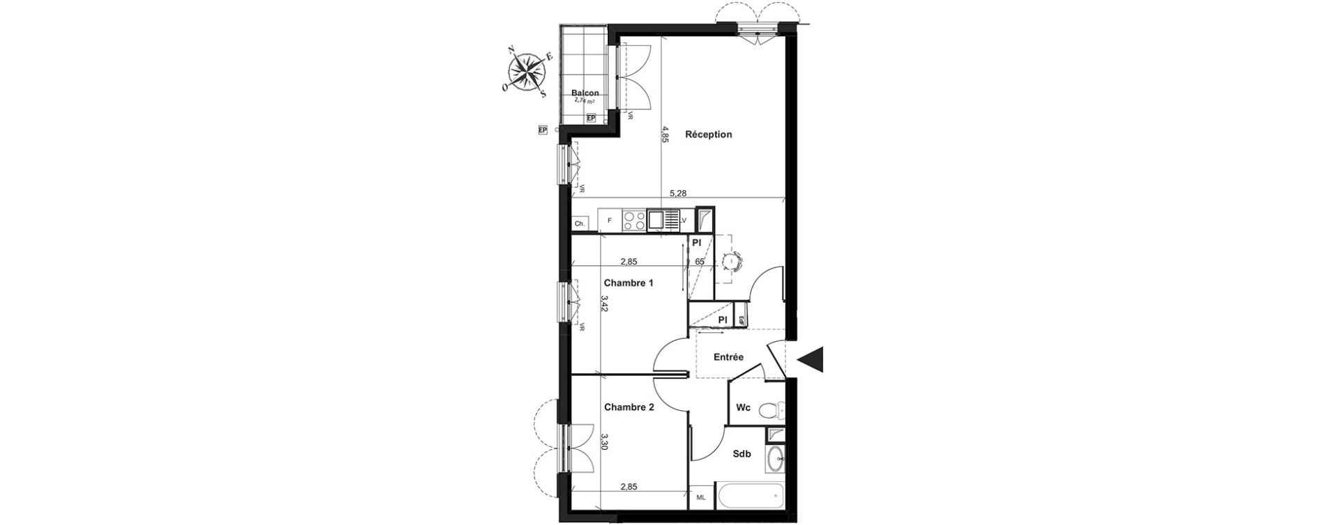 Appartement T3 de 56,97 m2 &agrave; Boissy-L'Aillerie Centre