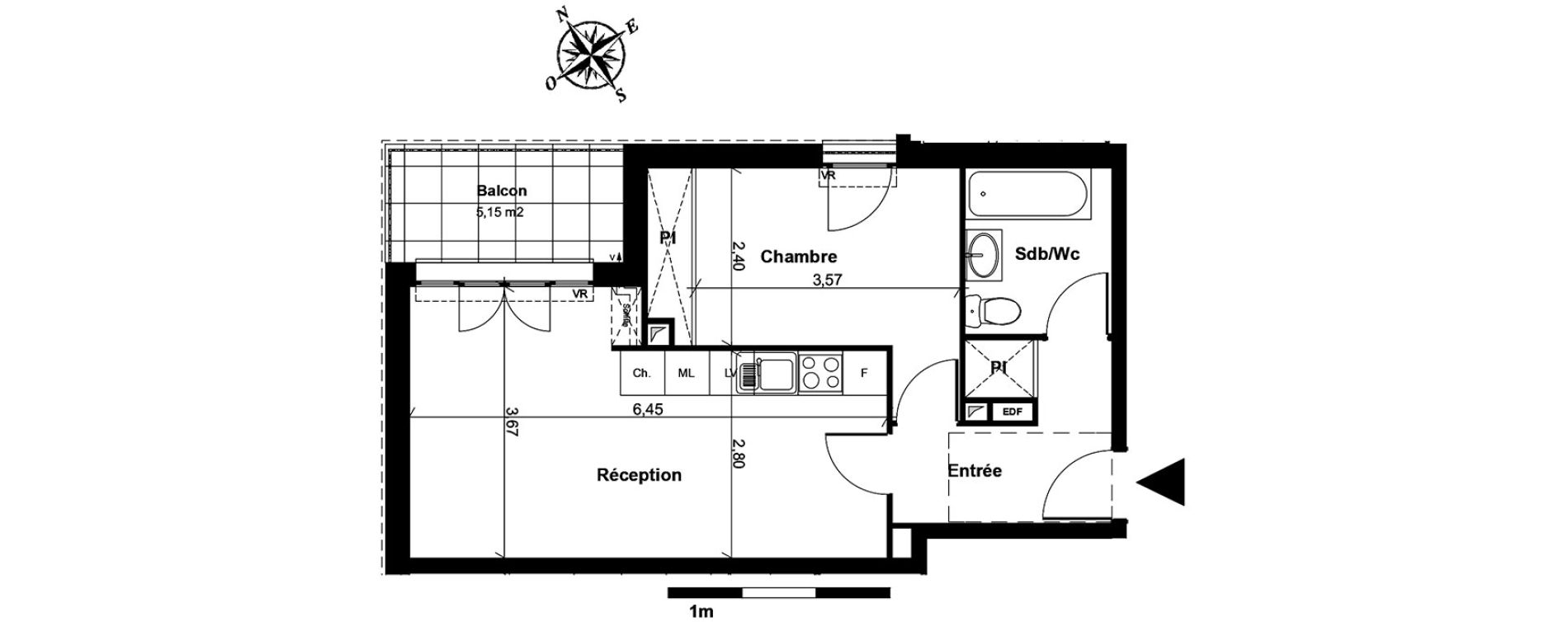 Appartement T2 de 41,91 m2 &agrave; Boissy-L'Aillerie Centre