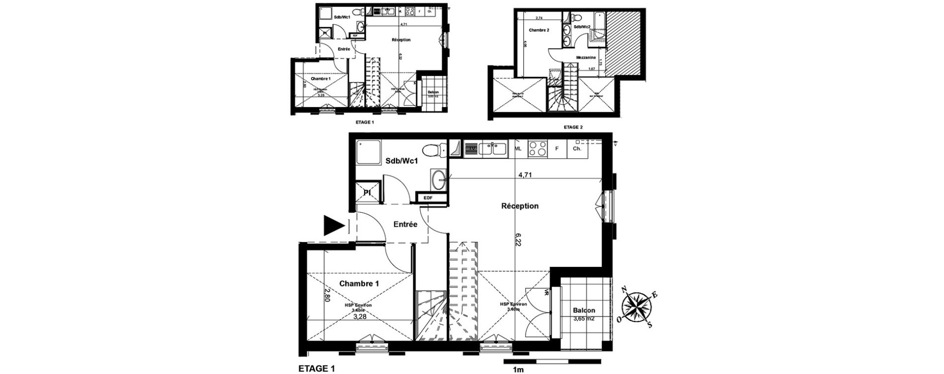 Duplex T3 de 63,43 m2 &agrave; Boissy-L'Aillerie Centre