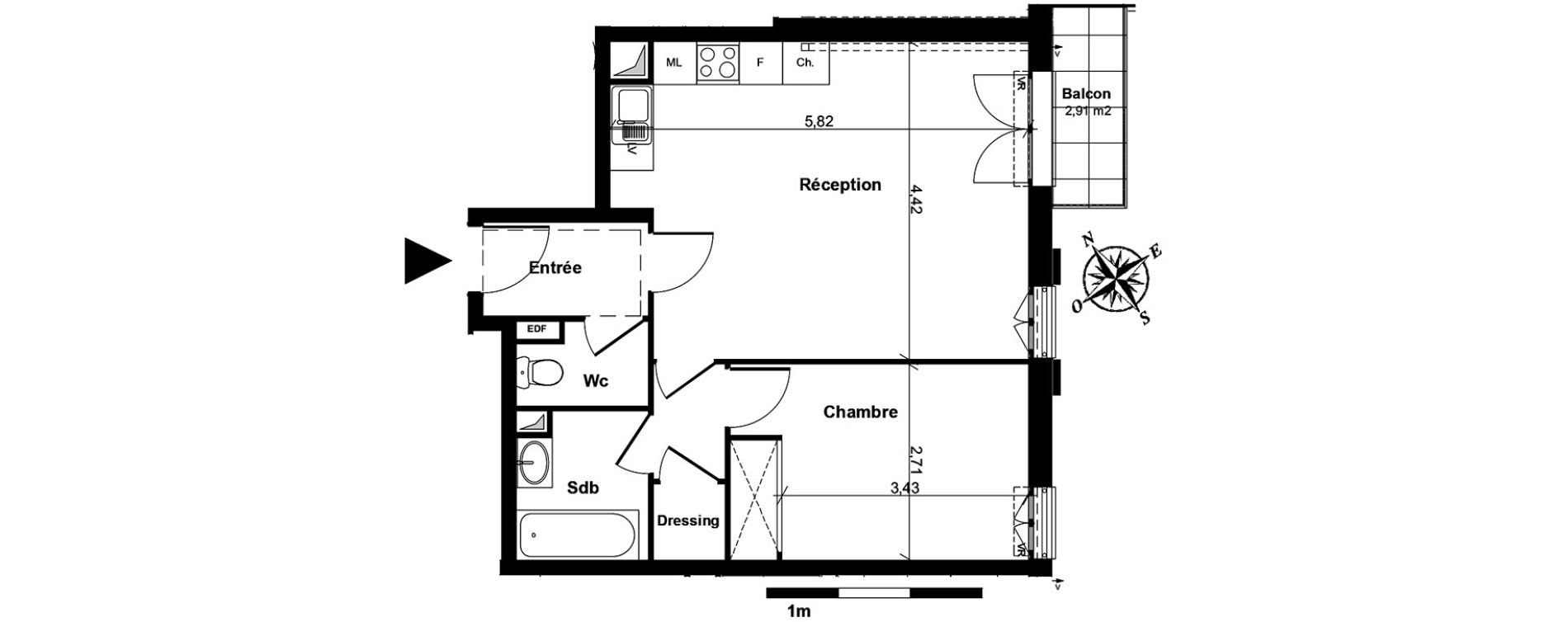 Appartement T2 de 46,69 m2 &agrave; Boissy-L'Aillerie Centre