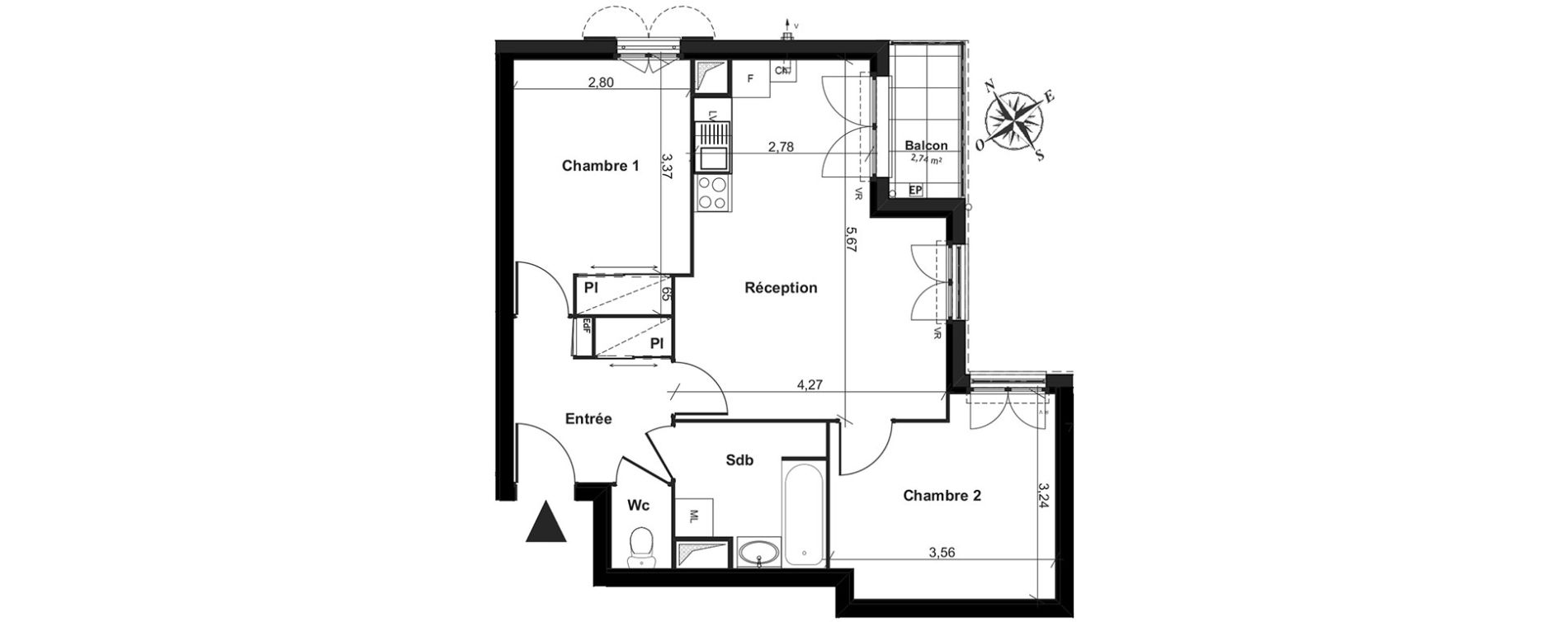 Appartement T3 de 53,97 m2 &agrave; Boissy-L'Aillerie Centre