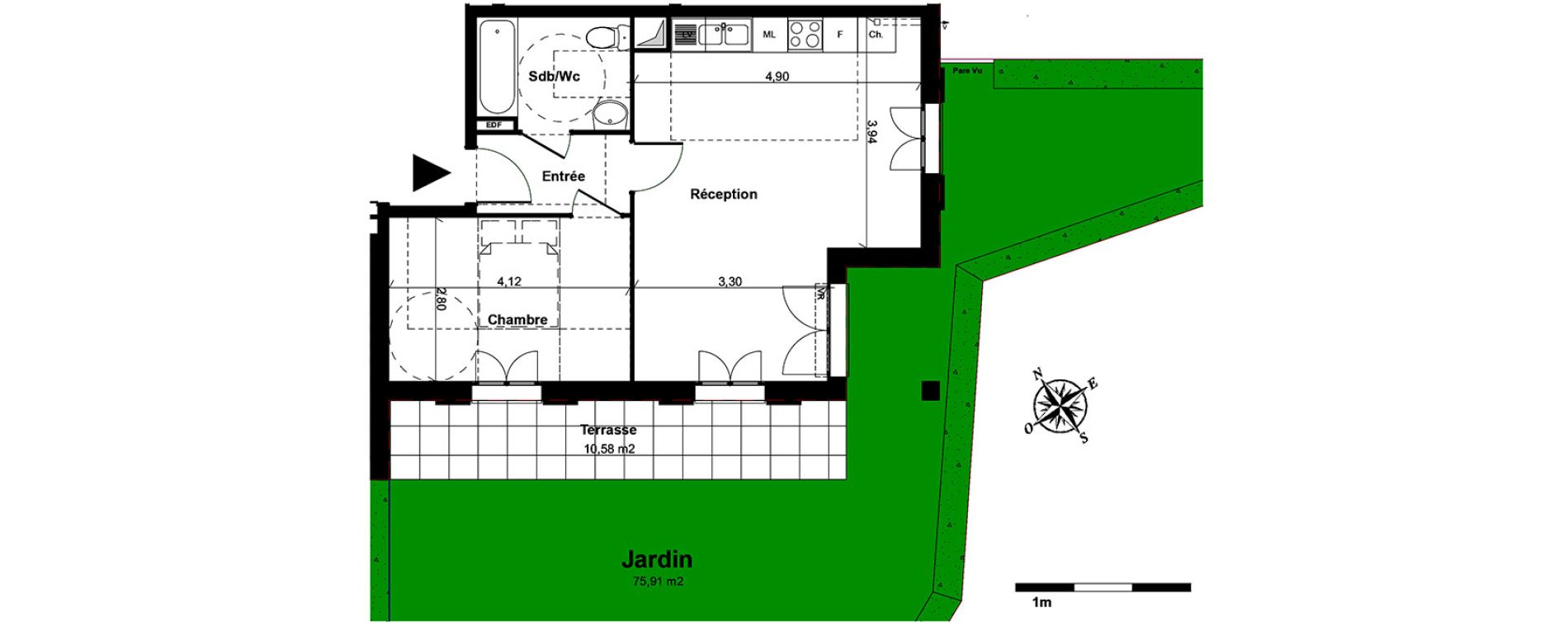 Appartement T2 de 46,55 m2 &agrave; Boissy-L'Aillerie Centre