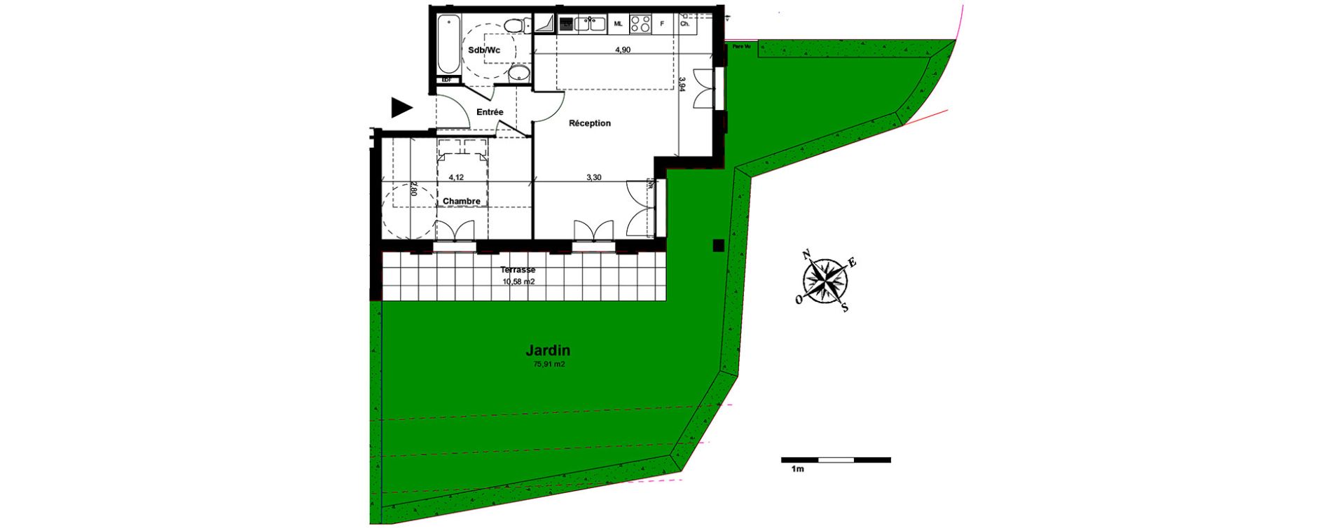 Appartement T2 de 46,55 m2 &agrave; Boissy-L'Aillerie Centre