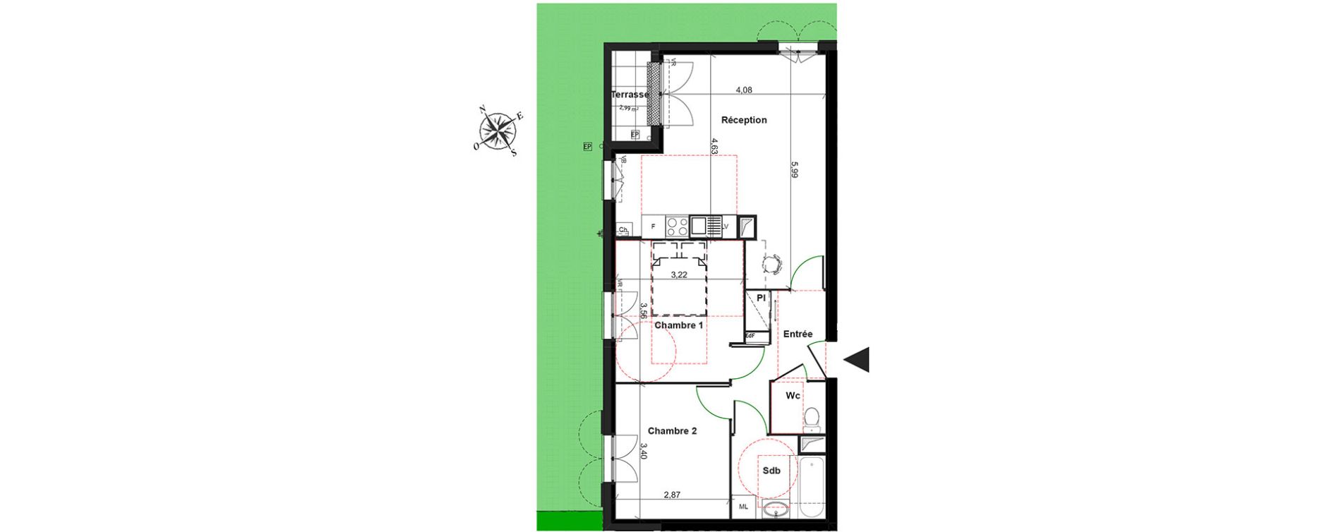 Appartement T3 de 56,84 m2 &agrave; Boissy-L'Aillerie Centre