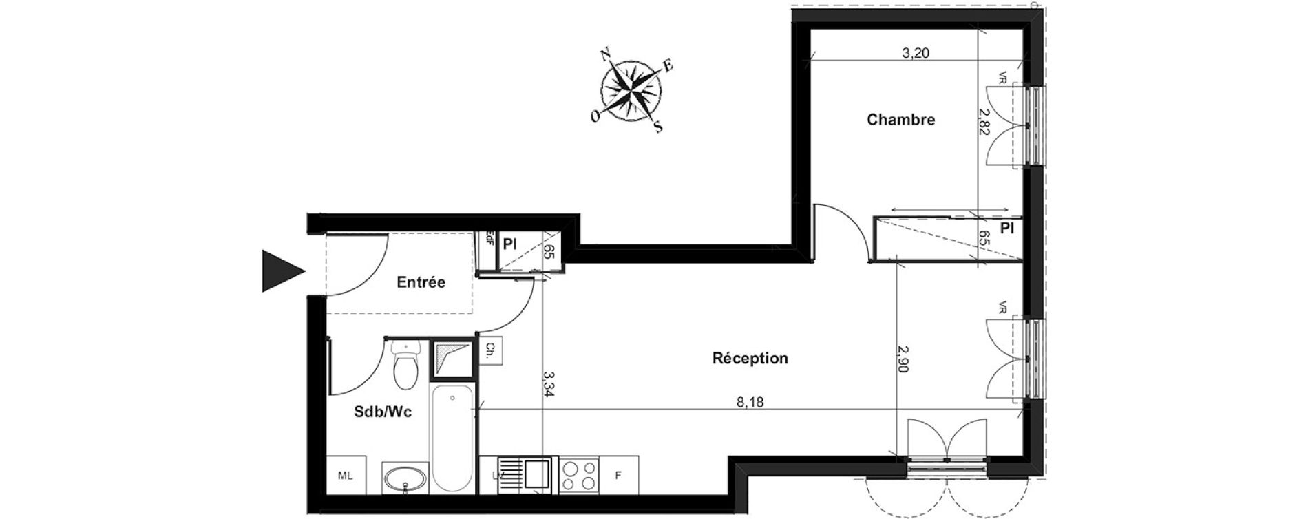 Appartement T2 de 45,86 m2 &agrave; Boissy-L'Aillerie Centre