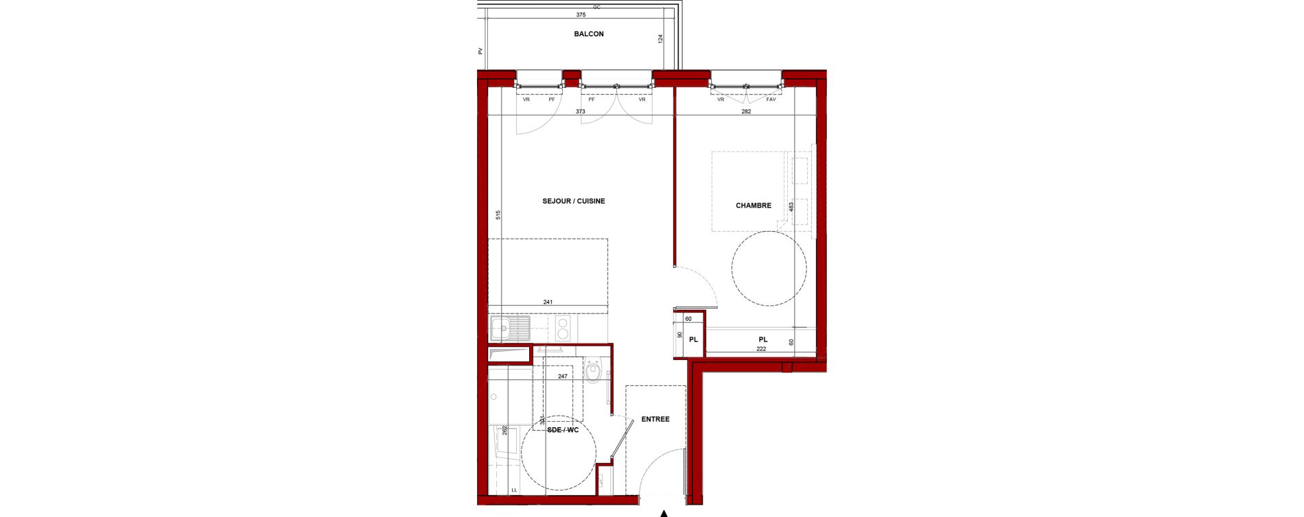 Appartement T2 meubl&eacute; de 45,86 m2 &agrave; Bouff&eacute;mont Centre