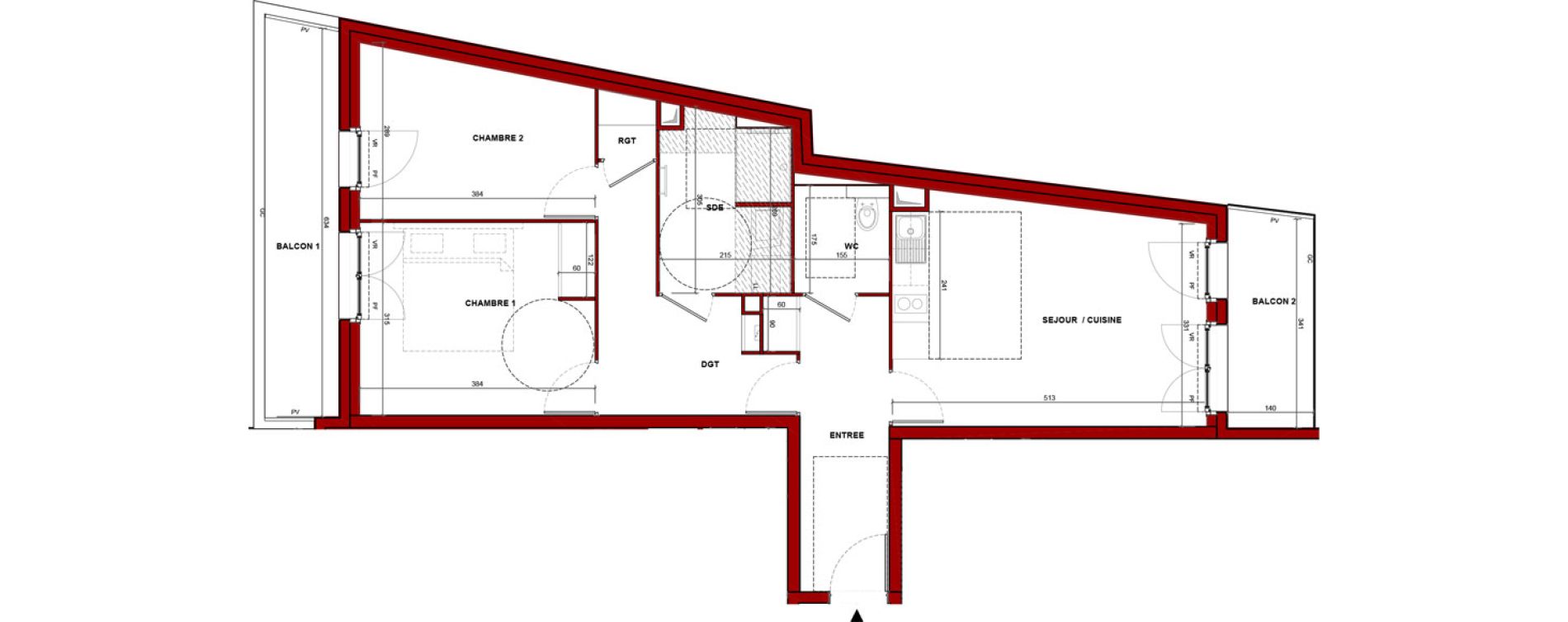 Appartement T3 meubl&eacute; de 64,88 m2 &agrave; Bouff&eacute;mont Centre