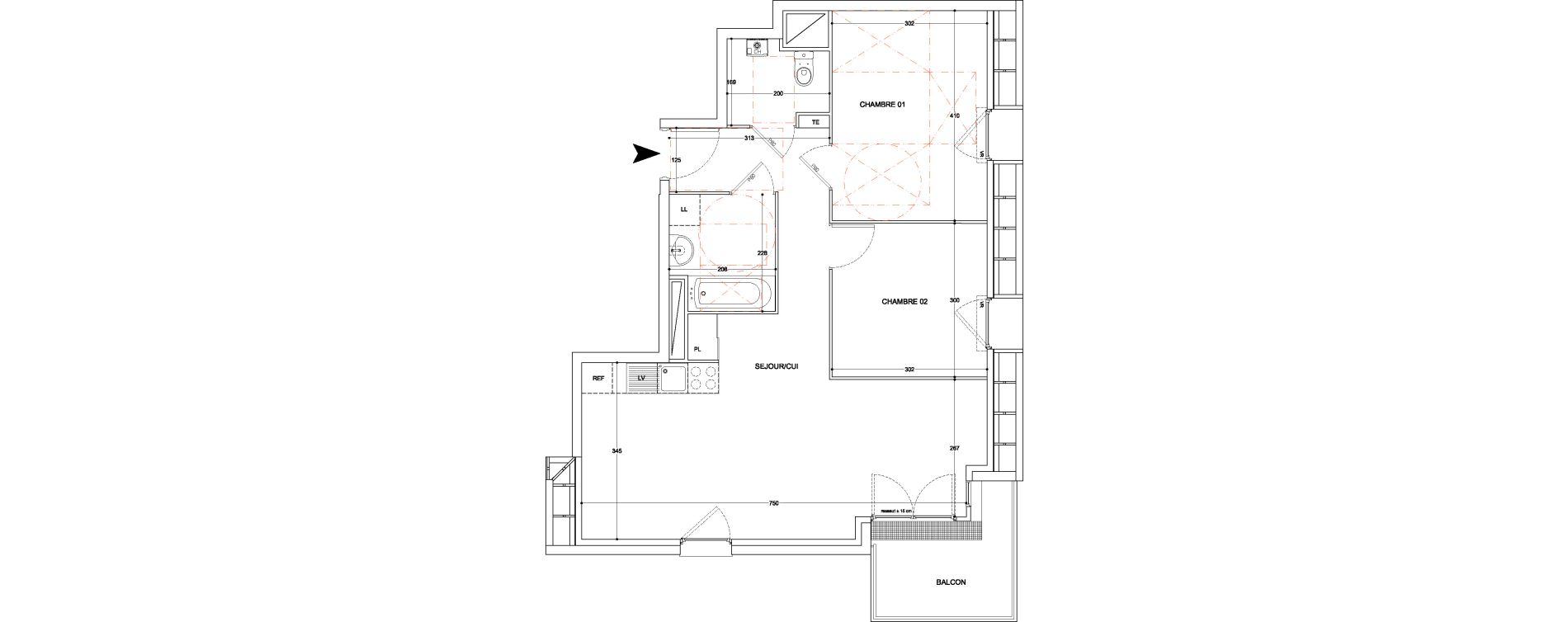 Appartement T3 de 62,48 m2 &agrave; Bouff&eacute;mont Centre