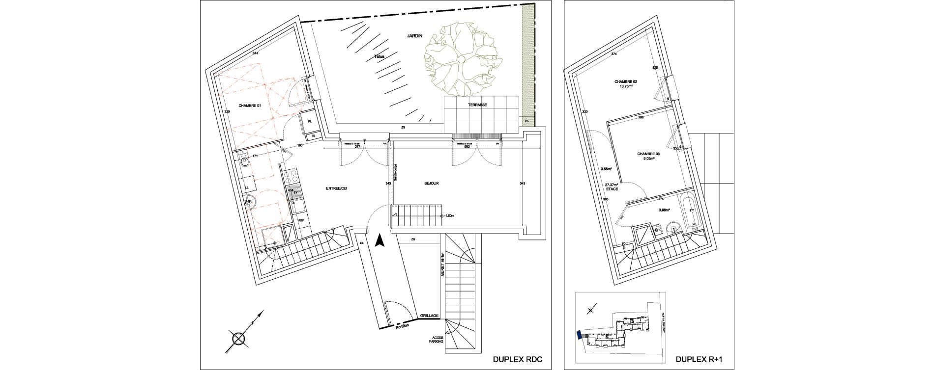 Duplex T4 de 82,08 m2 &agrave; Bouff&eacute;mont Centre