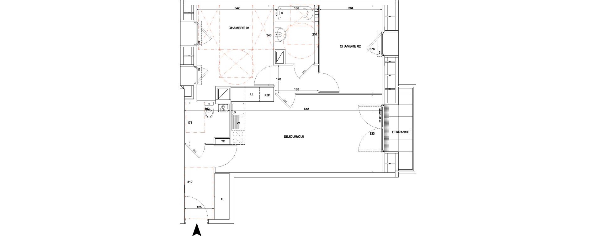 Appartement T3 de 59,49 m2 &agrave; Bouff&eacute;mont Centre