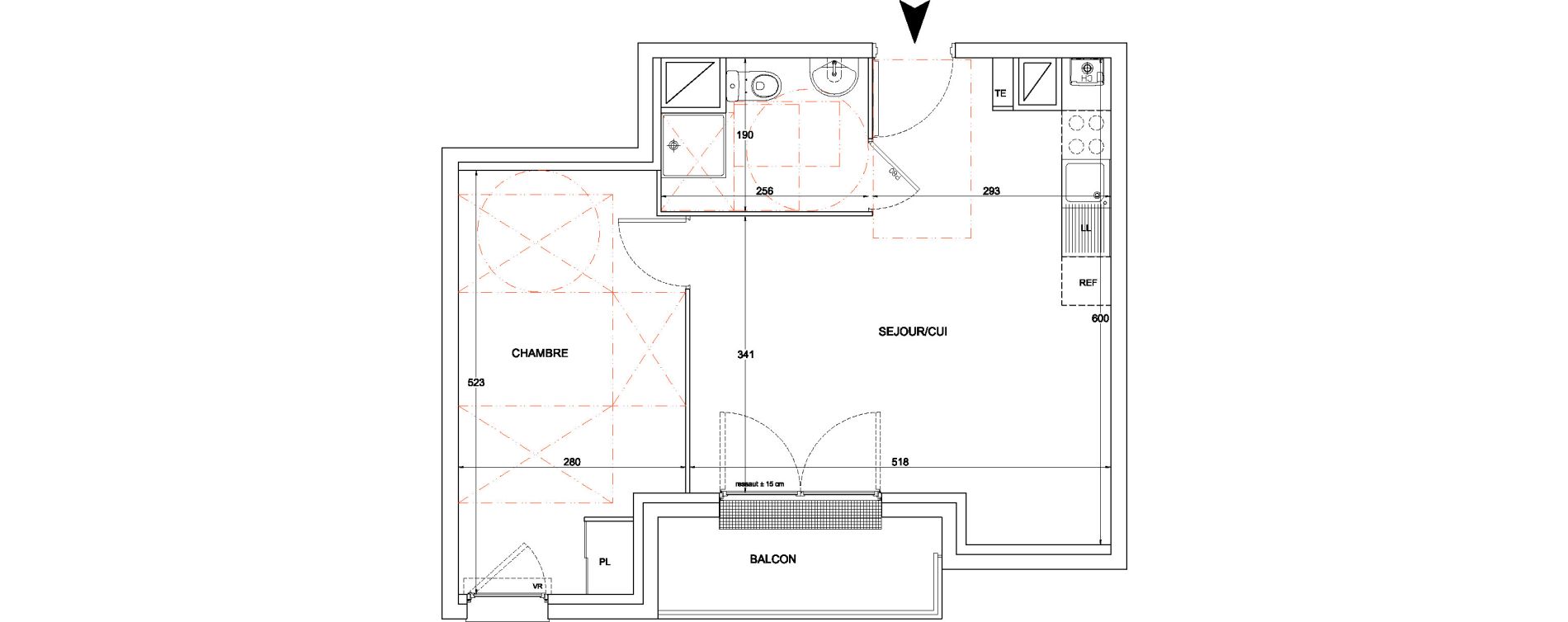 Appartement T2 de 41,89 m2 &agrave; Bouff&eacute;mont Centre