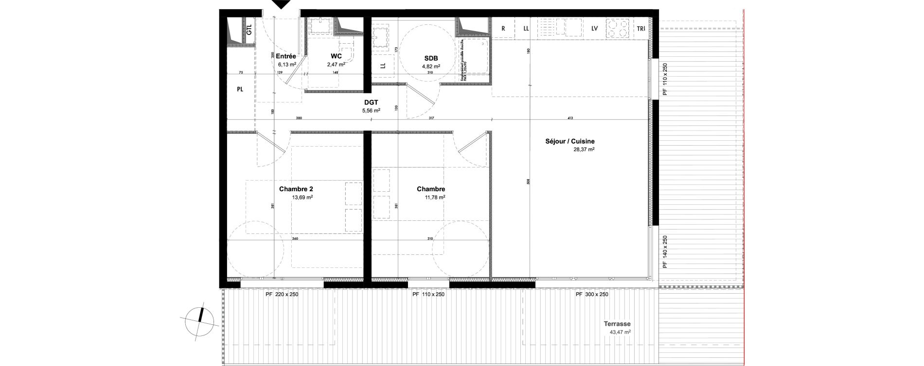 Appartement T3 de 72,82 m2 &agrave; Cergy Les doux &eacute;pis