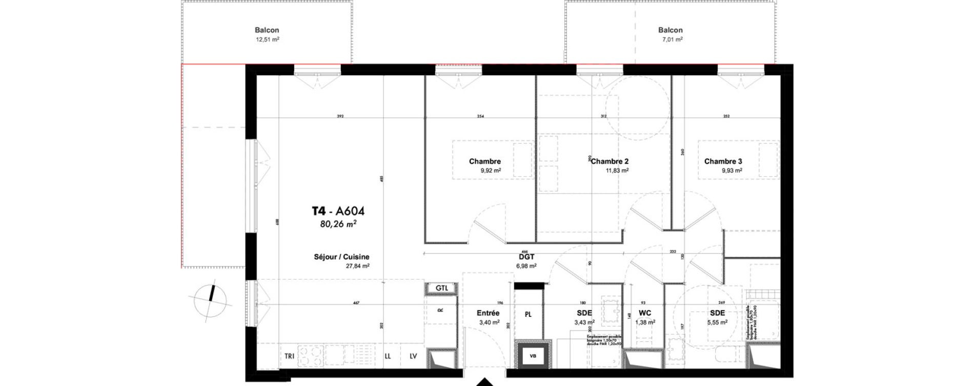 Appartement T4 de 80,26 m2 &agrave; Cergy Les doux &eacute;pis
