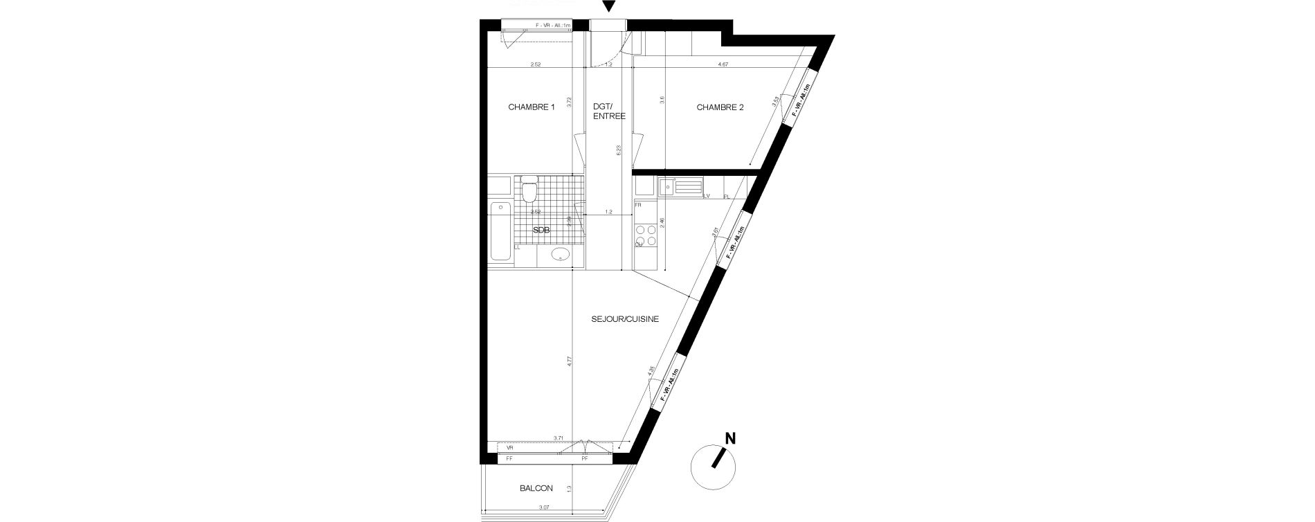 Appartement T3 de 65,30 m2 &agrave; Cergy Les doux &eacute;pis