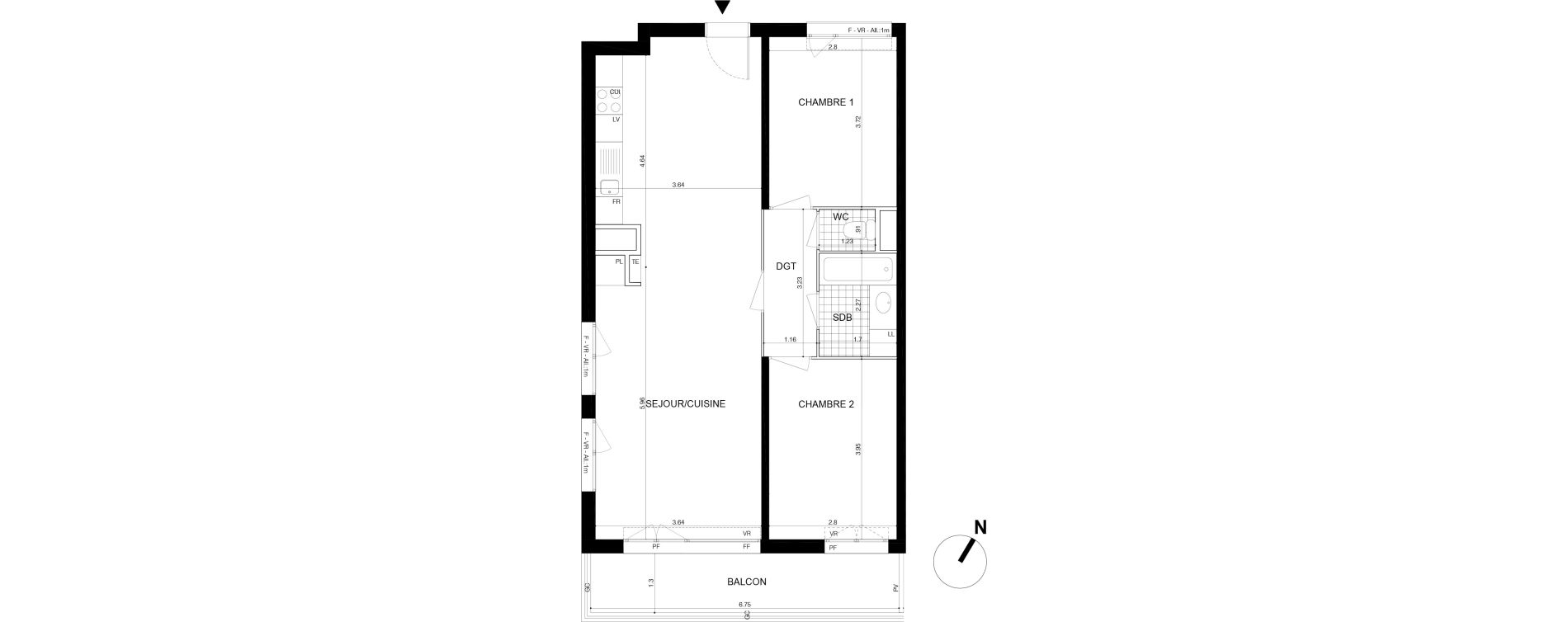 Appartement T3 de 69,20 m2 &agrave; Cergy Les doux &eacute;pis