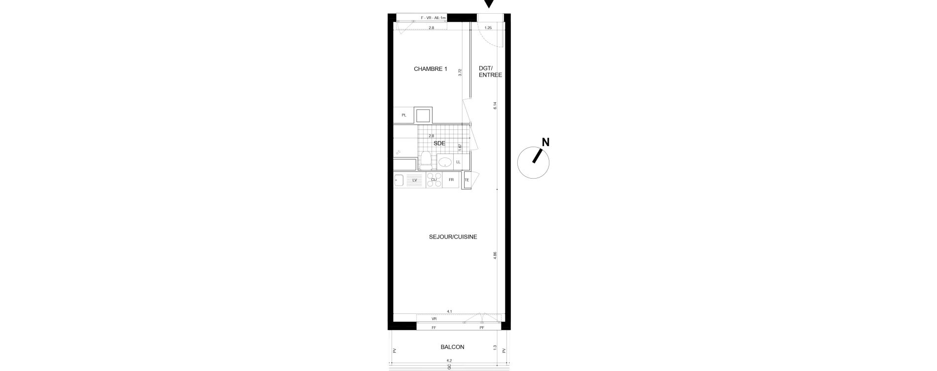 Appartement T2 de 43,50 m2 &agrave; Cergy Les doux &eacute;pis
