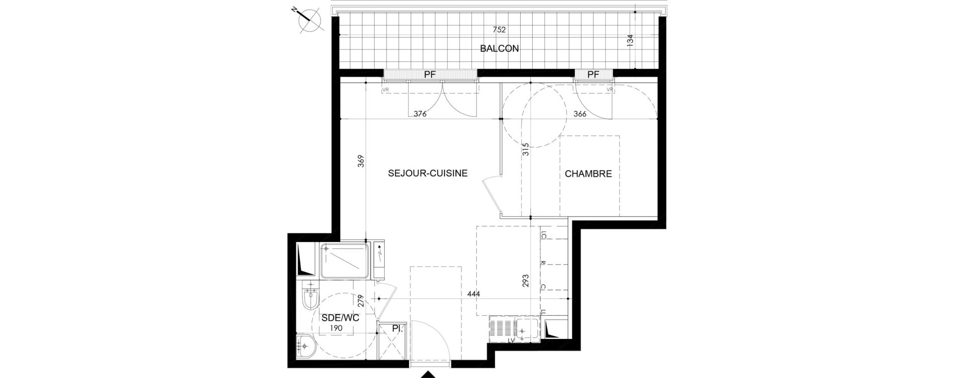Appartement T2 de 42,12 m2 &agrave; Cergy Bords d oise