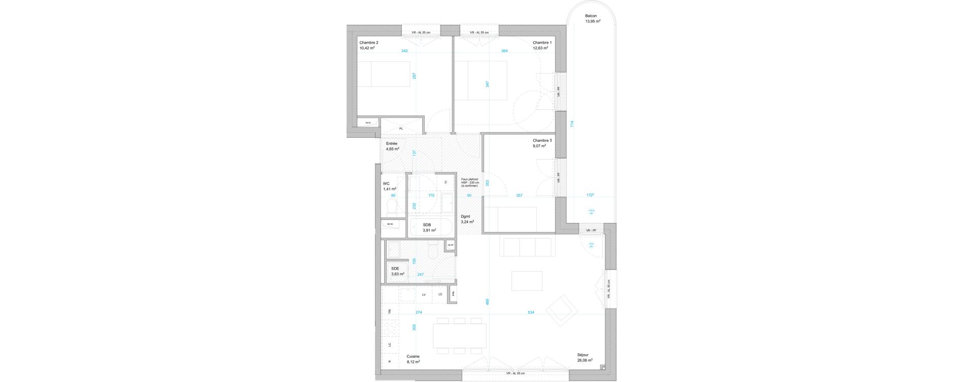 Appartement T4 de 83,10 m2 &agrave; Cergy Les doux &eacute;pis