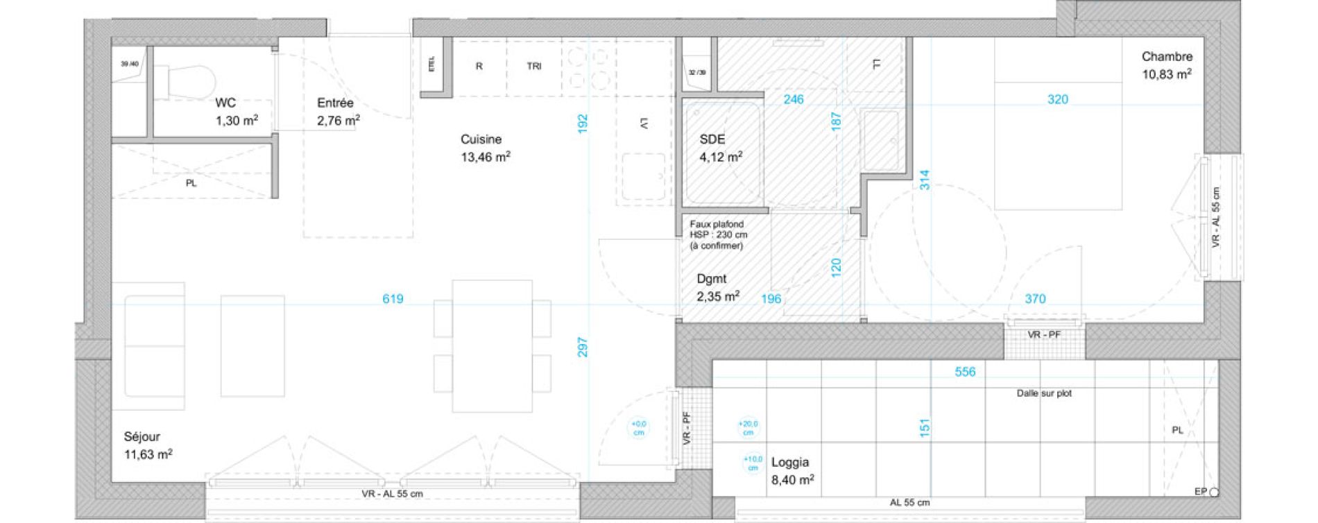 Appartement T2 de 46,50 m2 &agrave; Cergy Les doux &eacute;pis