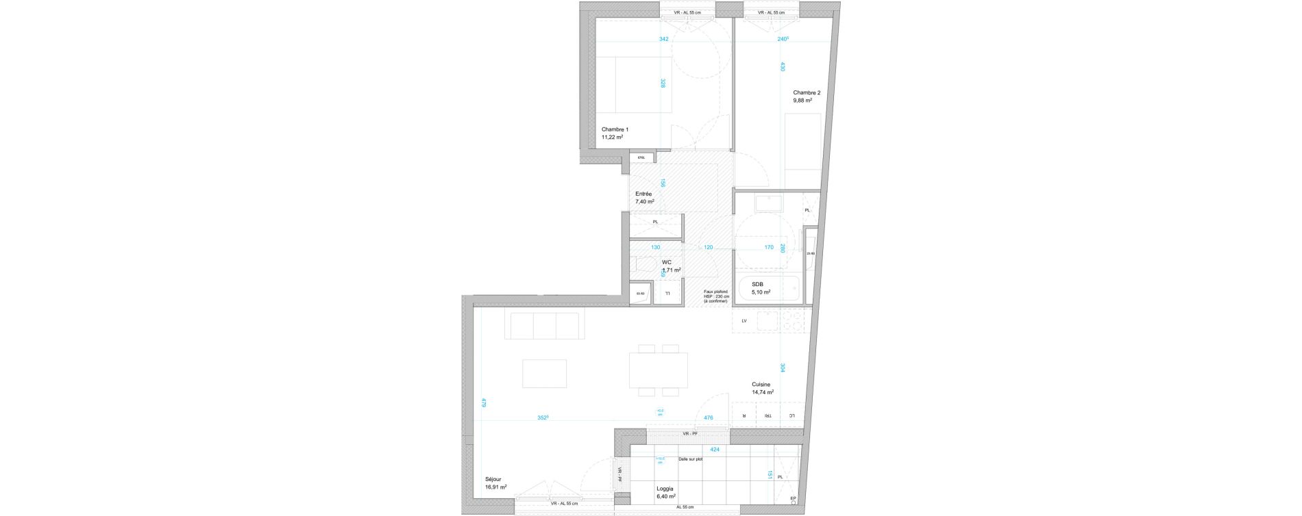 Appartement T3 de 66,90 m2 &agrave; Cergy Les doux &eacute;pis