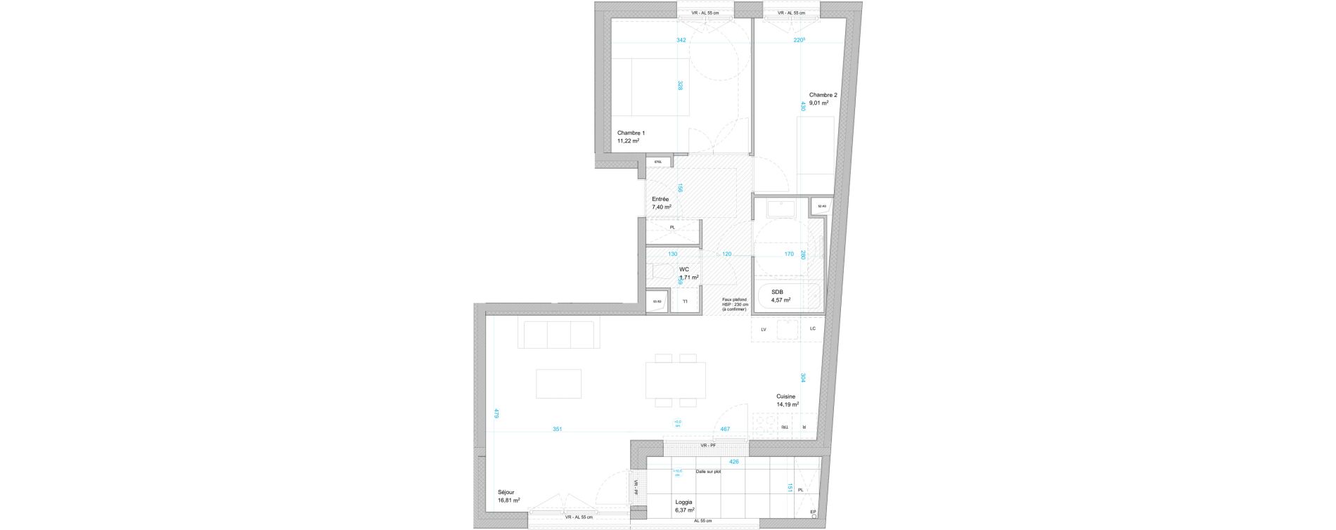 Appartement T3 de 64,90 m2 &agrave; Cergy Les doux &eacute;pis