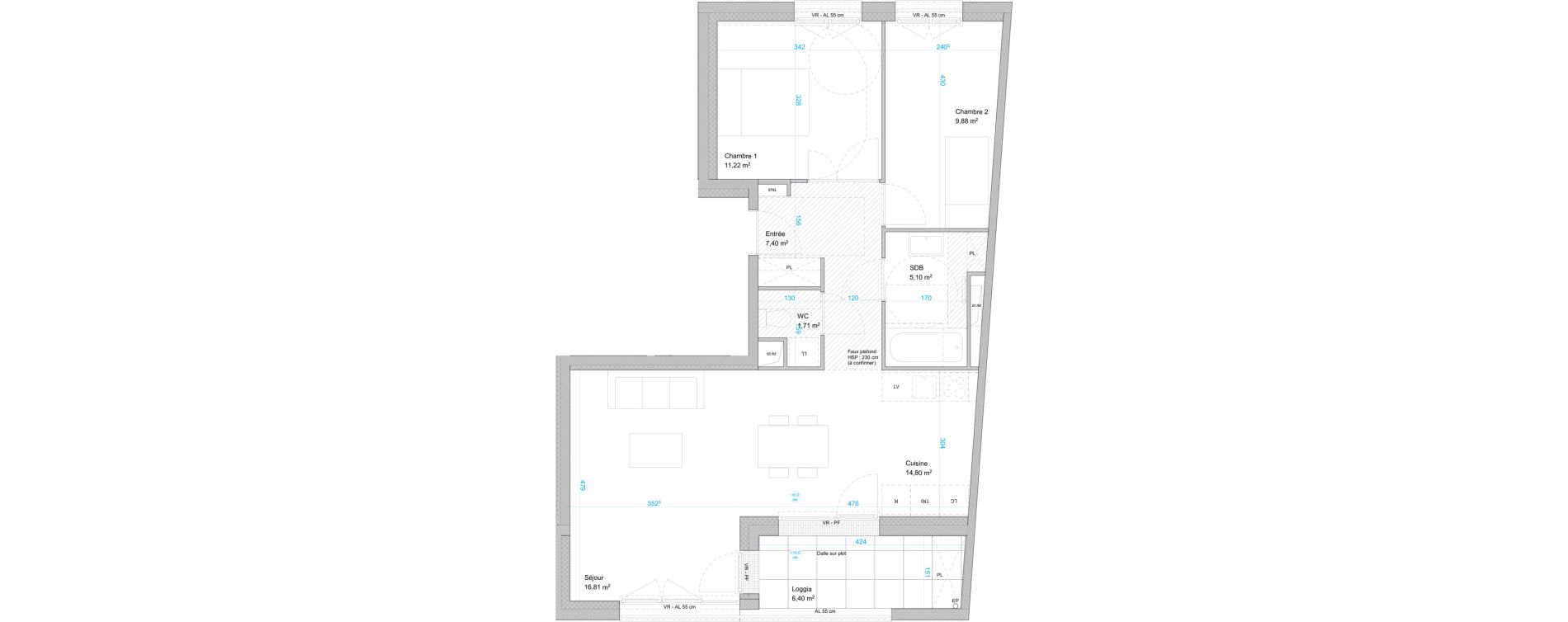 Appartement T3 de 66,90 m2 &agrave; Cergy Les doux &eacute;pis