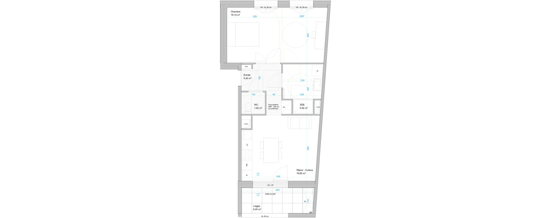 Appartement T2 de 49,10 m2 &agrave; Cergy Les doux &eacute;pis