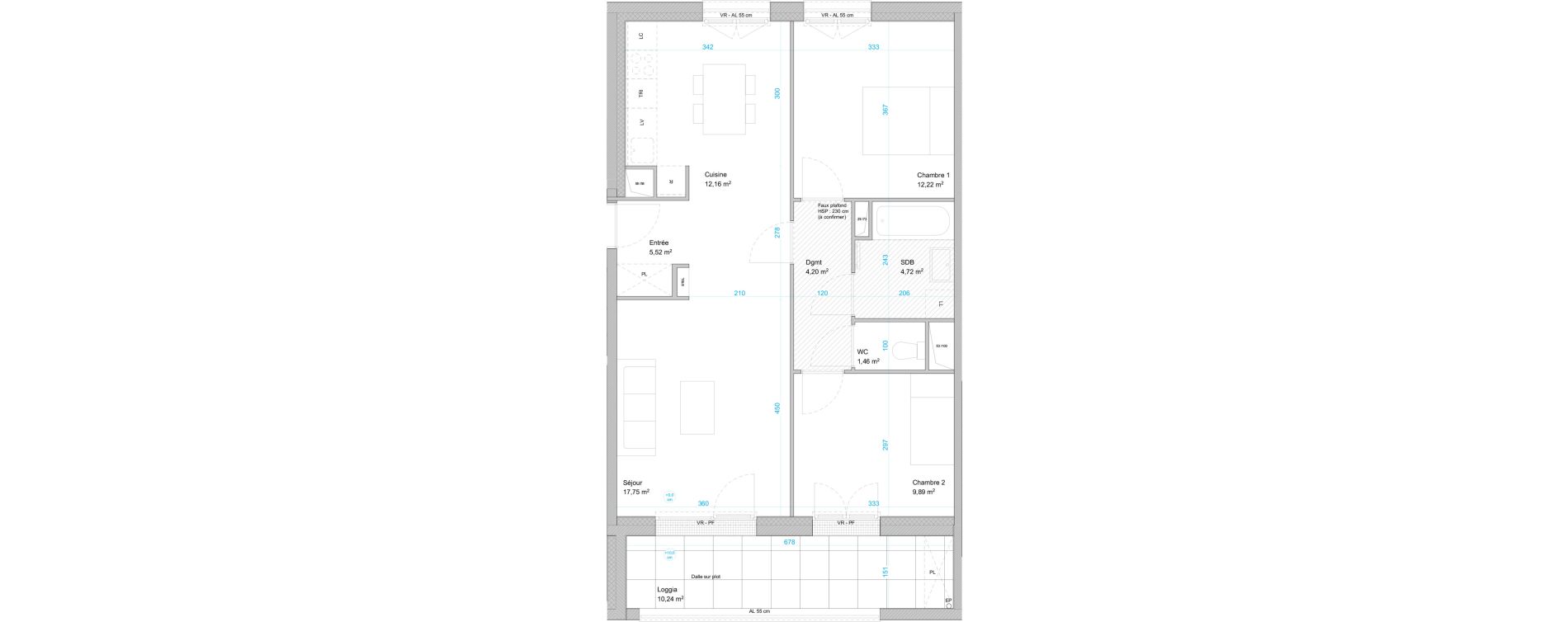 Appartement T3 de 68,00 m2 &agrave; Cergy Les doux &eacute;pis