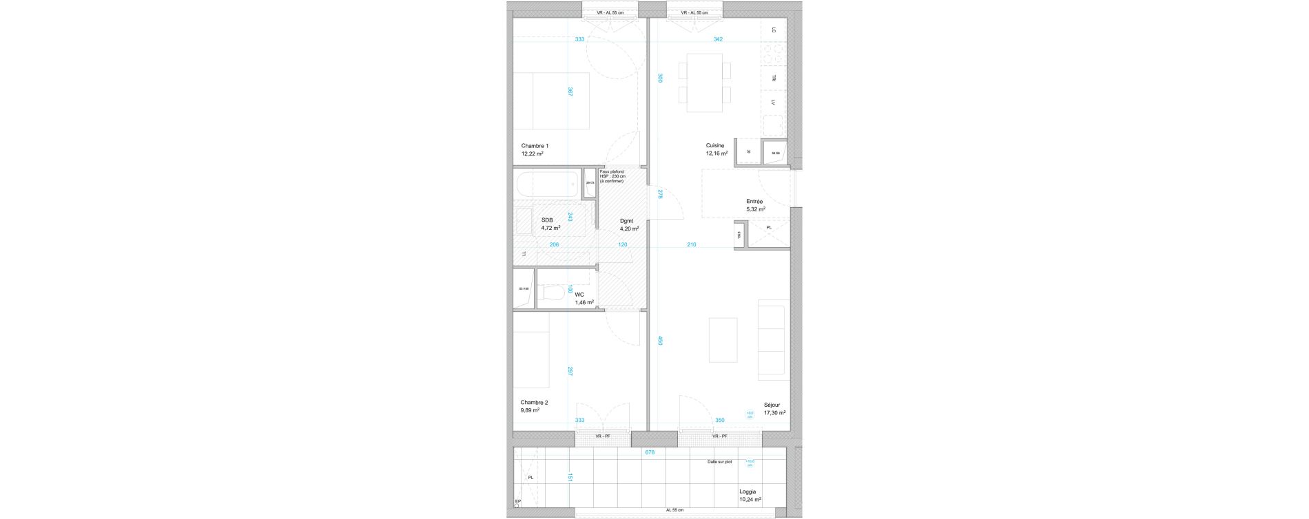 Appartement T3 de 67,30 m2 &agrave; Cergy Les doux &eacute;pis